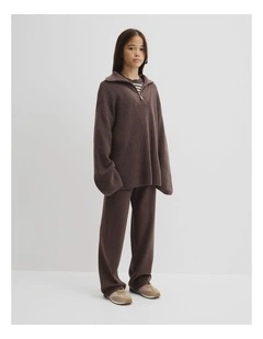 Teen Half Zip Rib Knit in Truffle Marle