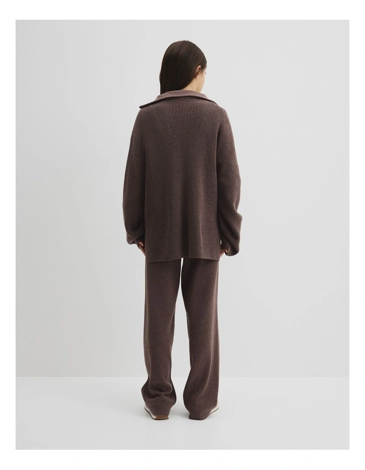 Teen Half Zip Rib Knit in Truffle Marle image 4