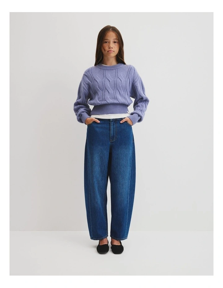 Teen Relaxed Cable Knit in Porcelain Blue image 1