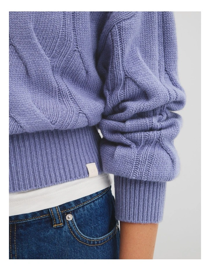 Teen Relaxed Cable Knit in Porcelain Blue image 3