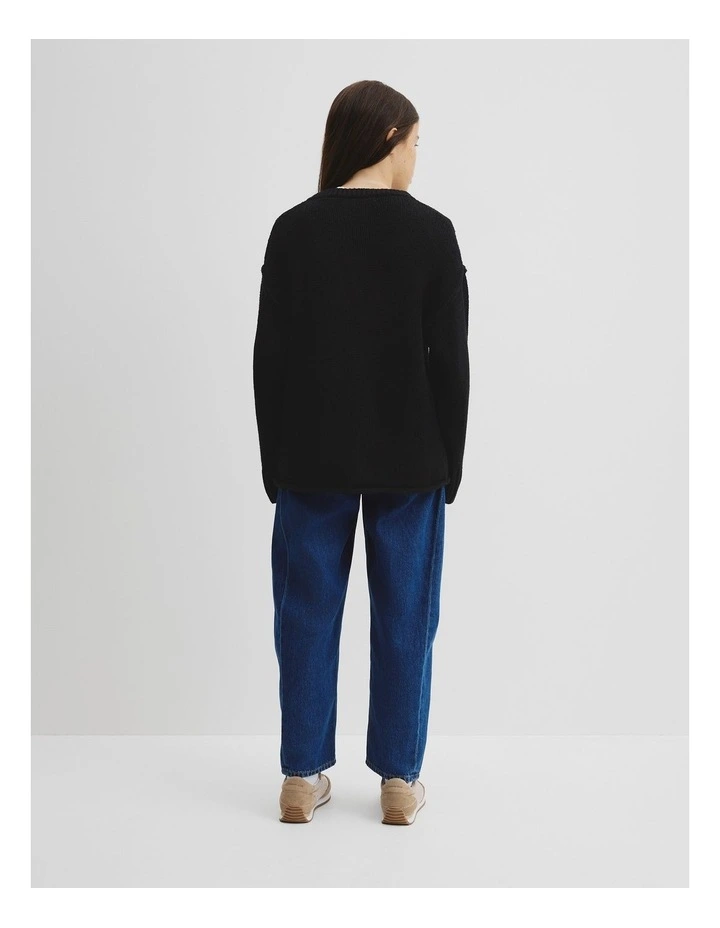 Teen Exposed Seam Knit in Black image 4