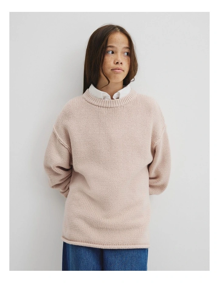 Teen Exposed Seam Knit in Wafer image 2