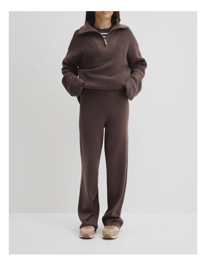 Teen Wide Knit Rib Pant in Truffle Marle image 2