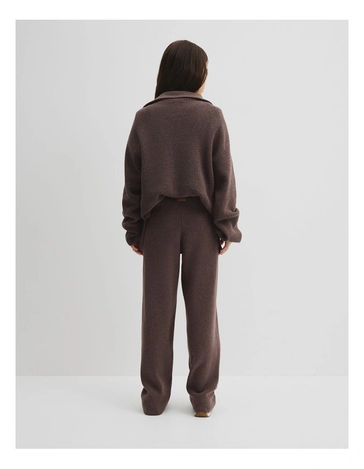 Teen Wide Knit Rib Pant in Truffle Marle image 4