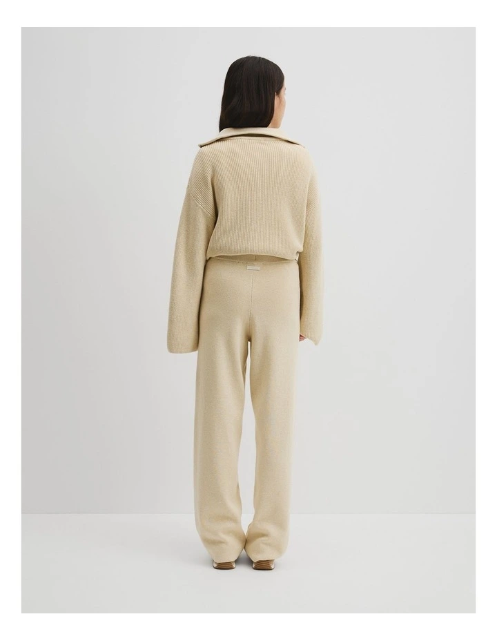 Teen Wide Knit Rib Pant in Wafer Marle image 4