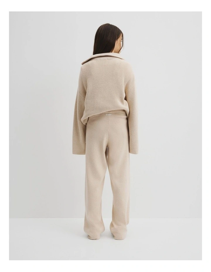 Teen Wide Knit Rib Pant in Wafer Marle image 4
