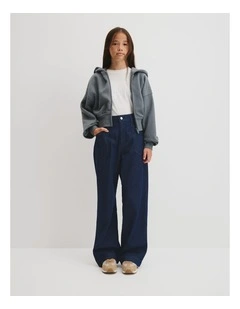 Teen Sherpa Zip Through Jacket in Slate