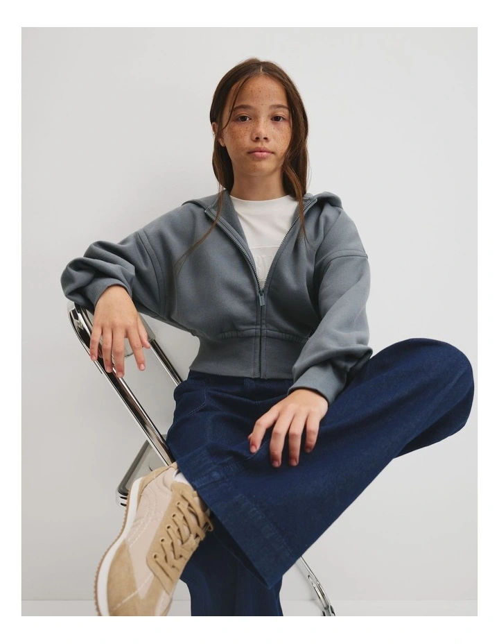 Teen Sherpa Zip Through Jacket in Slate image 2