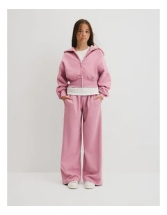 Teen Sherpa Zip Through Jacket in Dusty Berry