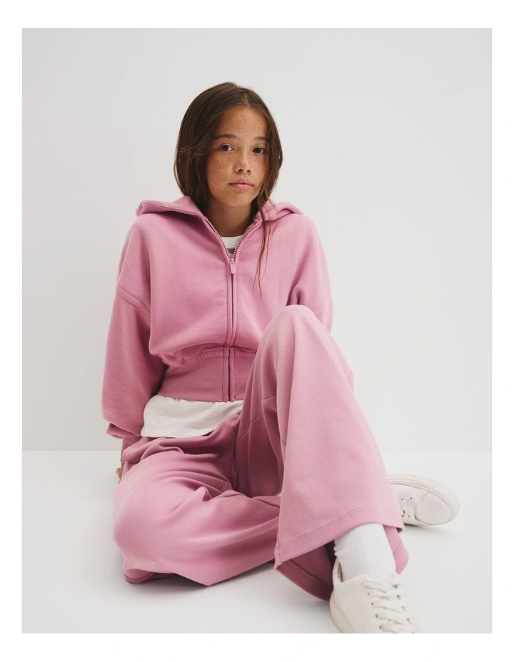 Teen Sherpa Zip Through Jacket in Dusty Berry image 2