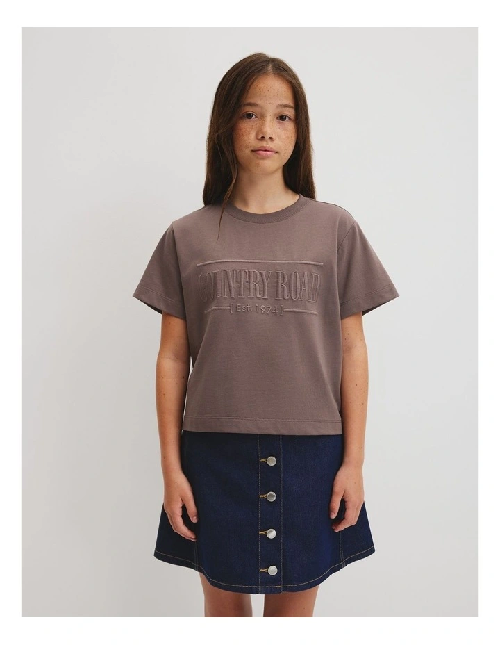 Teen Australian Cotton Heritage T-shirt in Truffle image 2