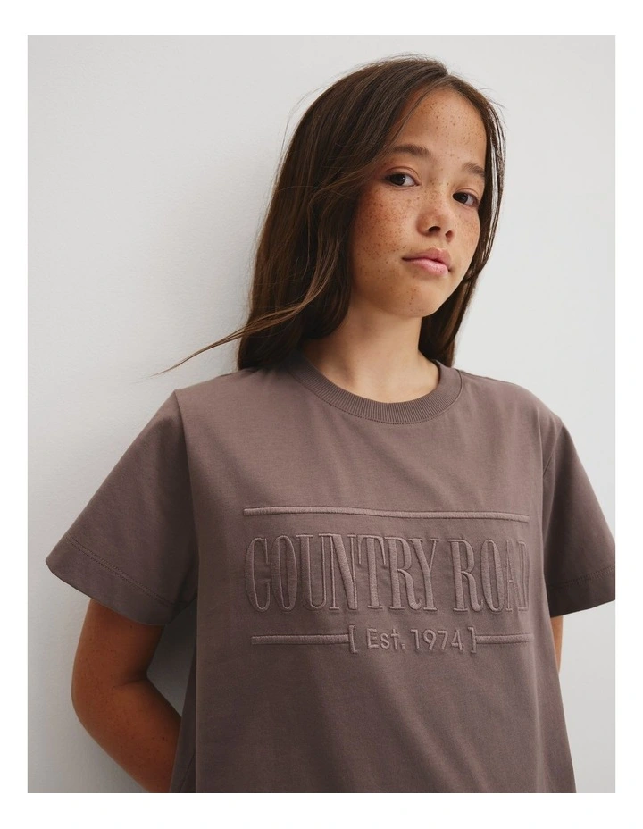 Teen Australian Cotton Heritage T-shirt in Truffle image 3