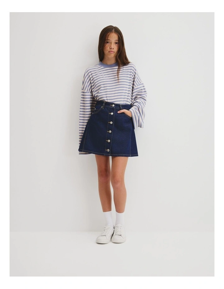 Teen Relaxed Stripe Long Sleeve T-shirt in Blue Stripe image 1