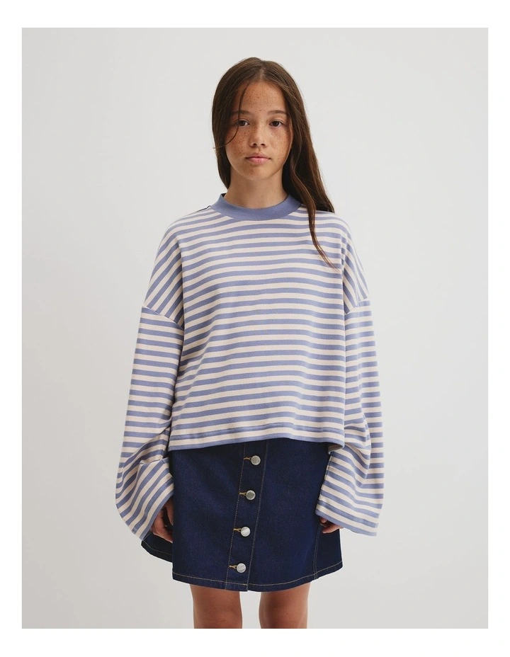 Teen Relaxed Stripe Long Sleeve T-shirt in Blue Stripe image 2