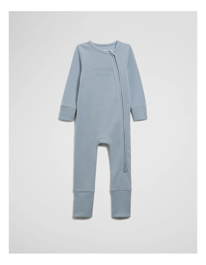 Organically Grown Cotton Waffle Jumpsuit in Dusty Blue image 1