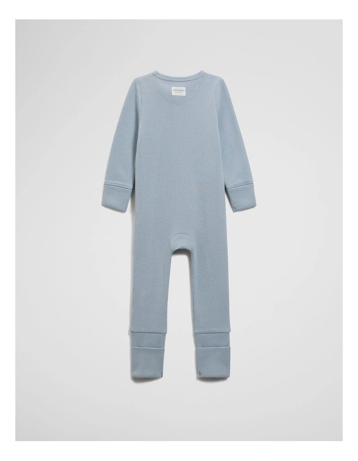 Organically Grown Cotton Waffle Jumpsuit in Dusty Blue image 2