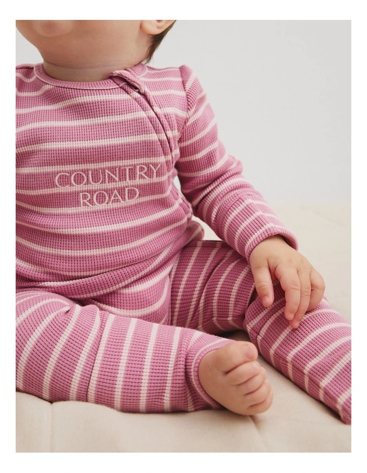 Waffle Jumpsuit in Berry Stripe image 2