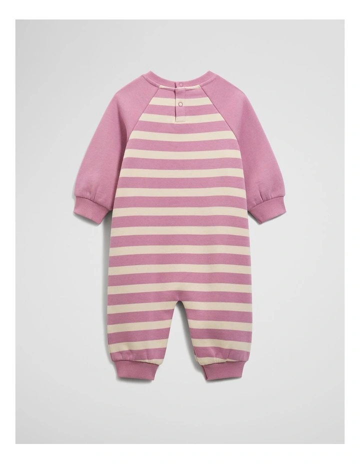 Logo Oversized Jumpsuit in Berry Stripe image 2