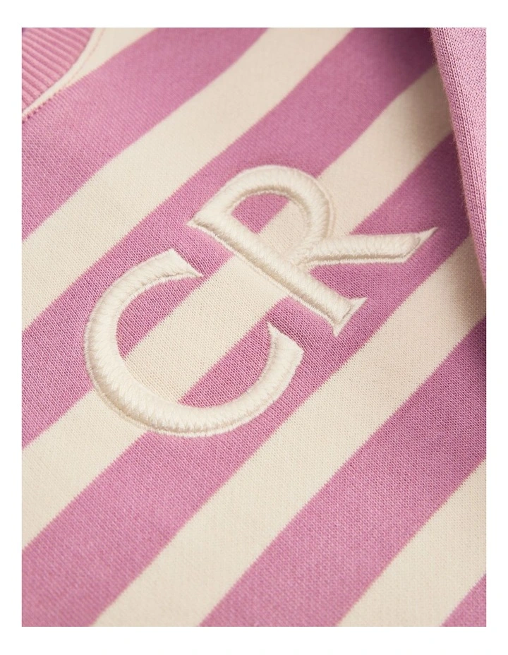 Logo Oversized Jumpsuit in Berry Stripe image 3