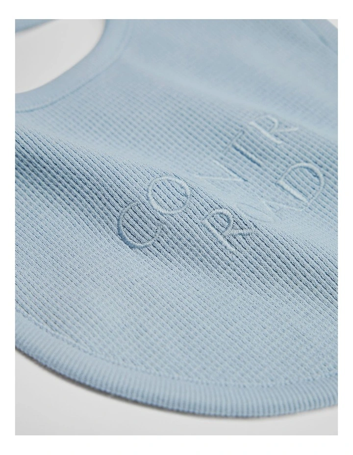 Organically Grown Cotton Waffle Bib in Dusty Blue image 2