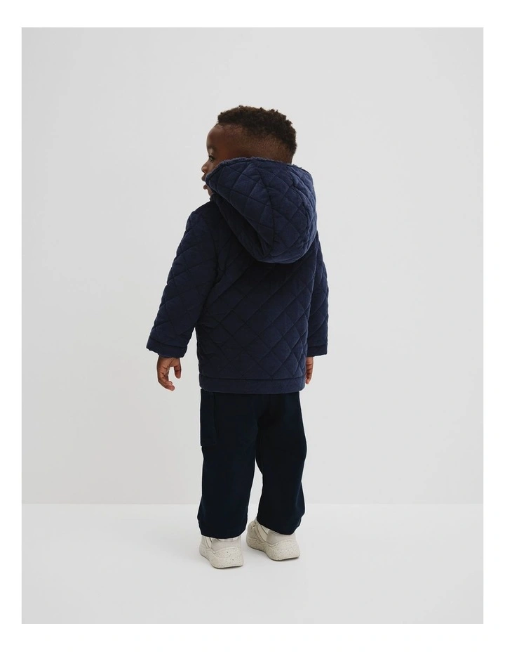 Quilted Cord Jacket in Navy image 3