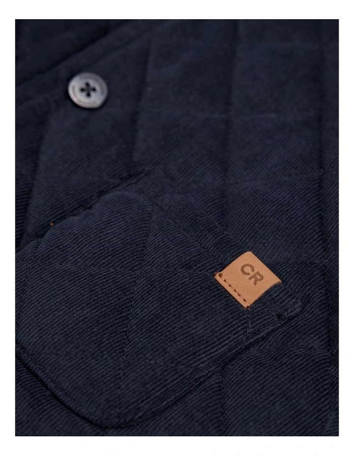 Quilted Cord Jacket in Navy image 5