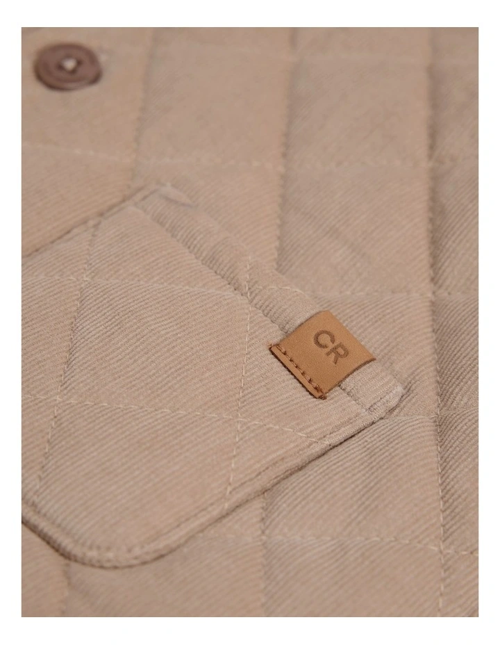 Quilted Cord Jacket in Mushroom image 2