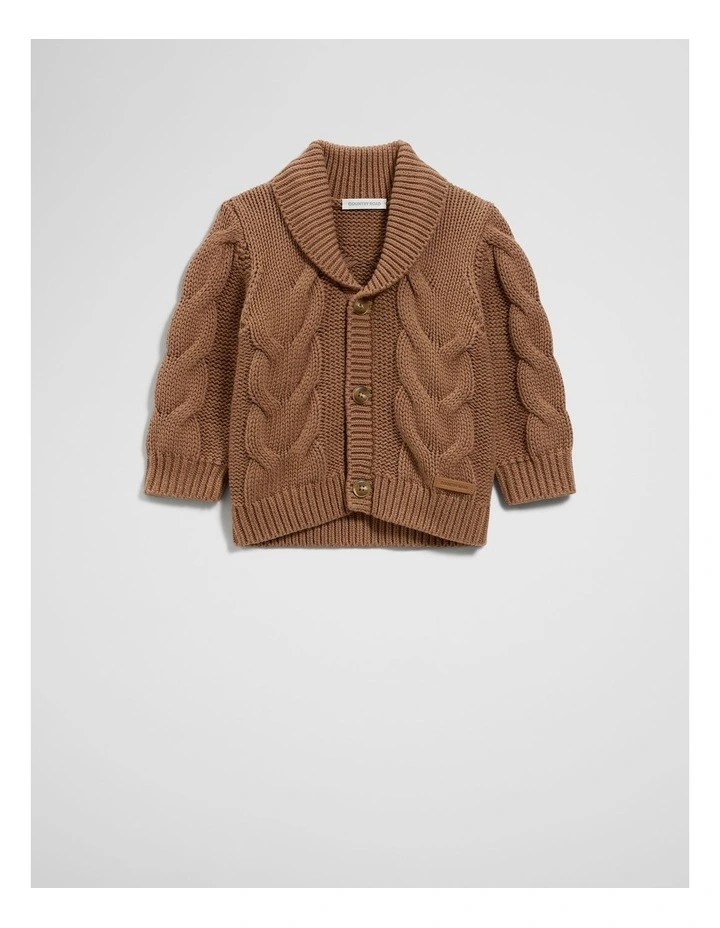 Shawl Collar Cardigan in Camel Marle image 1