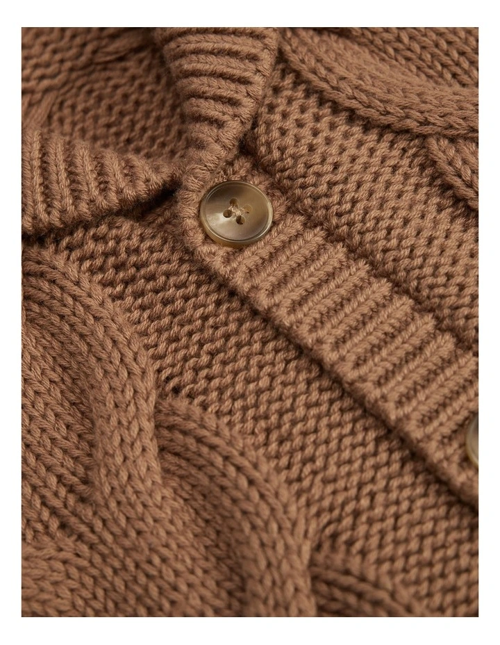 Shawl Collar Cardigan in Camel Marle image 2