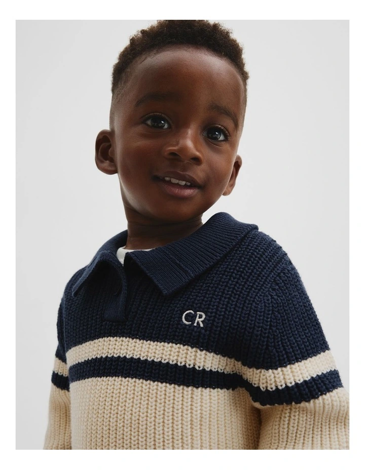 Stripe Collared Knit in Navy image 2