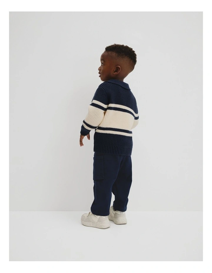 Stripe Collared Knit in Navy image 3