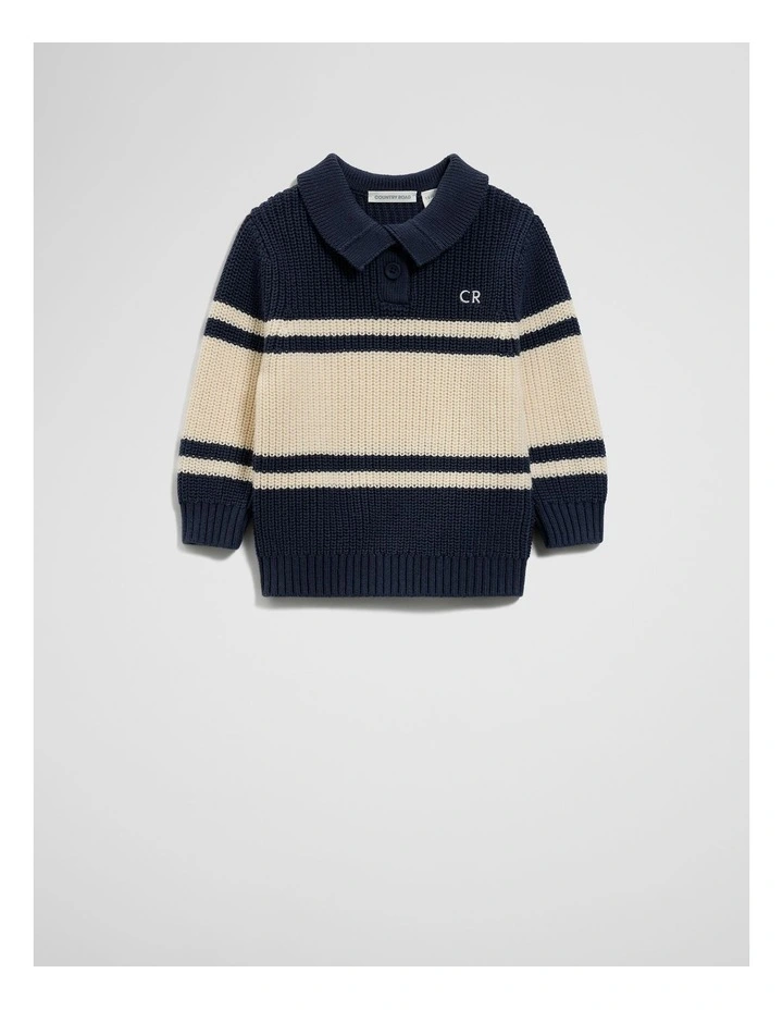 Stripe Collared Knit in Navy image 4