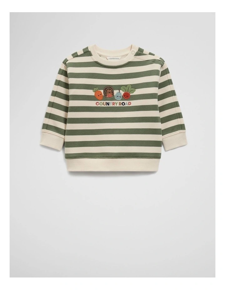 Vegetable Patch Sweat in Dusty Sage Stripe image 1