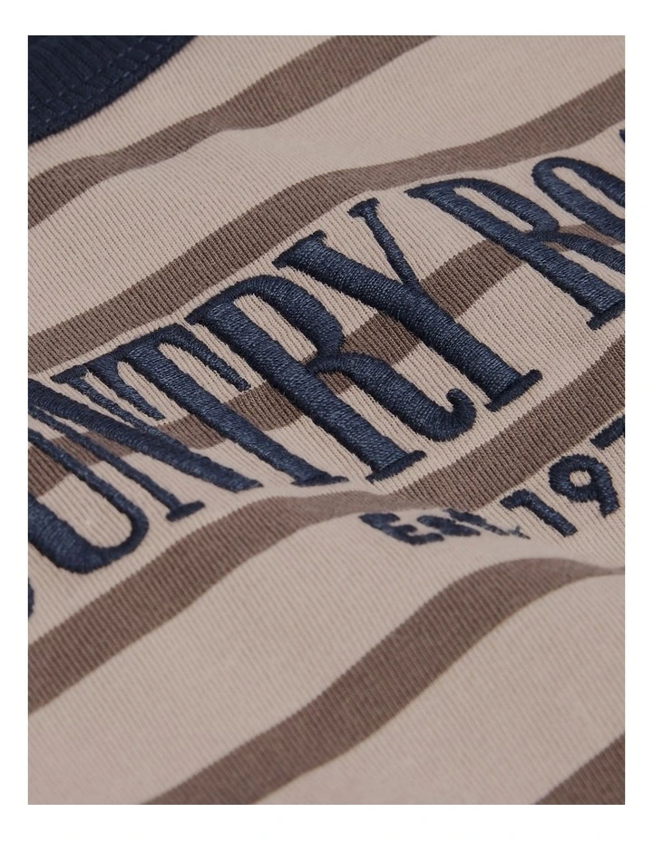 Australian Cotton Long Sleeve Heritage T-shirt in Chocolate Stripe image 2