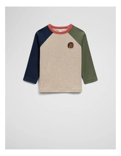 Contrast Sleeve T-shirt in Stone Marle