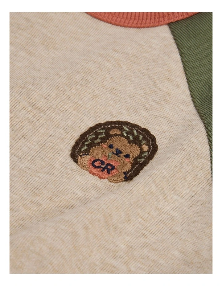 Contrast Sleeve T-shirt in Stone Marle image 2