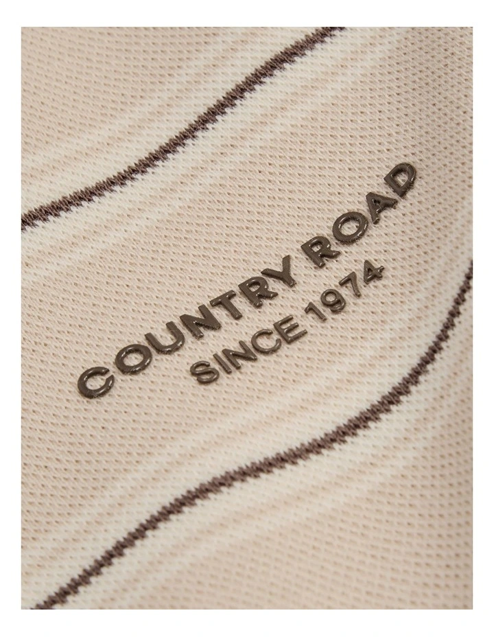 Stripe Long Sleeve Pique T-shirt in Wafer image 2