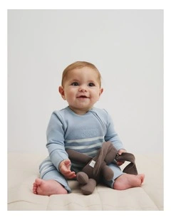 Cotton Logo Zip Jumpsuit in Dusty Blue Stripe