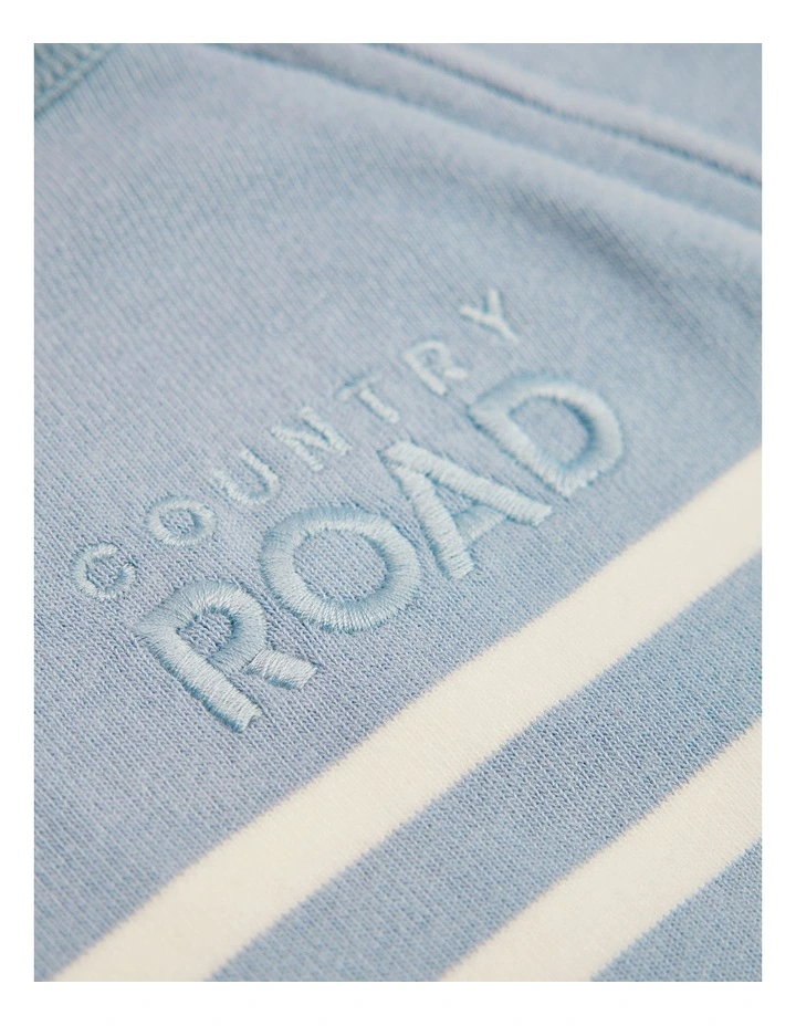 Cotton Logo Zip Jumpsuit in Dusty Blue Stripe image 5