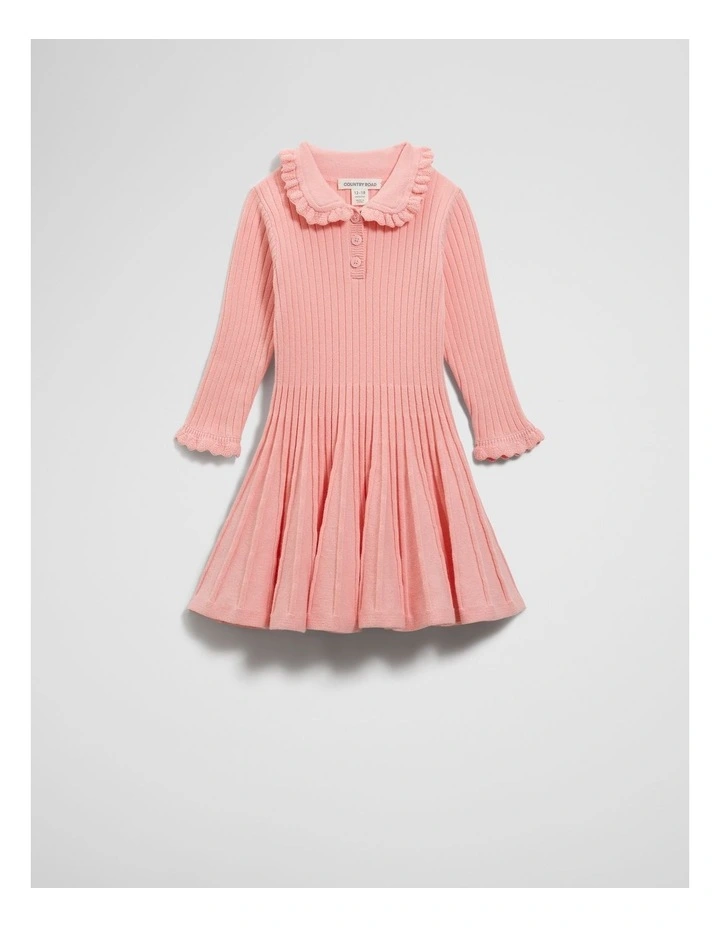 Collared Knit Dress in Rose Pink image 1