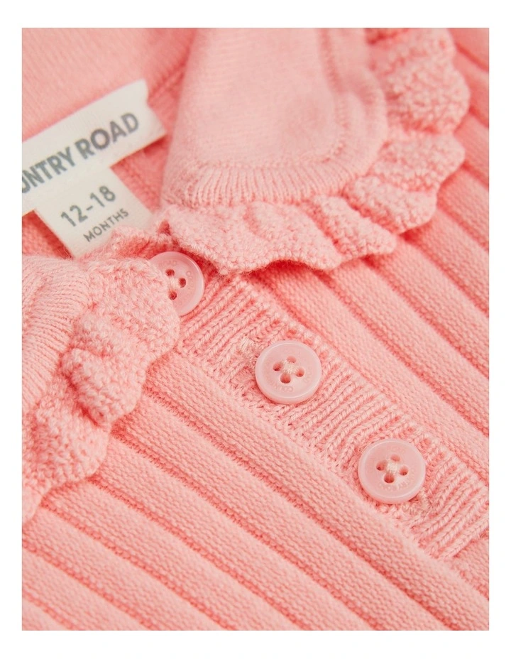 Collared Knit Dress in Rose Pink image 2