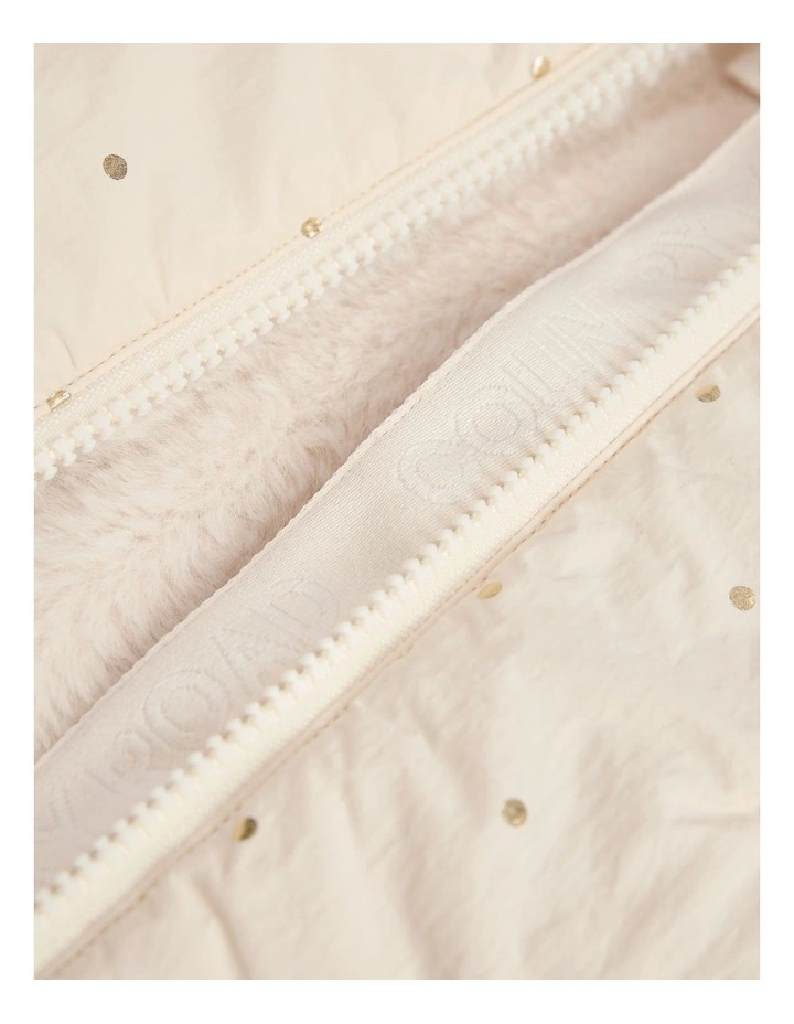Hooded Puffer Jacket in Eggshell Spot image 2
