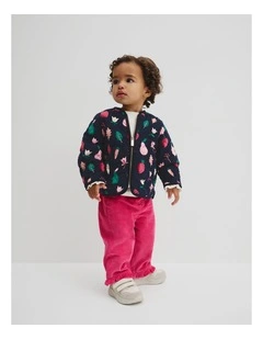 Print Sherpa Lined Jacket in Navy Multi