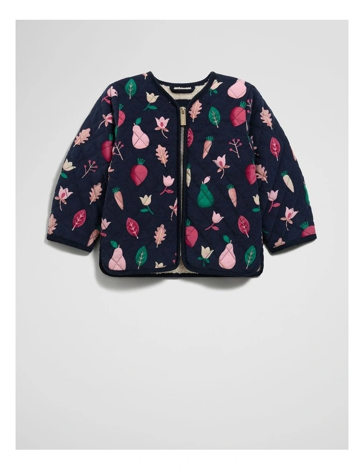 Print Sherpa Lined Jacket in Navy Multi image 4