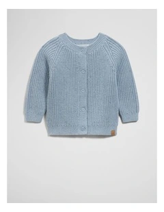 Rib Knit Cardigan in Dusty Blue