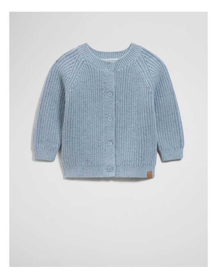 Rib Knit Cardigan in Dusty Blue image 1