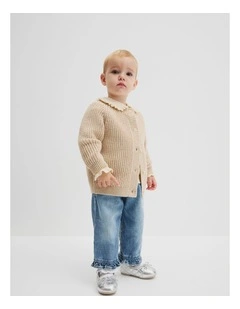 Rib Knit Cardigan in Wafer