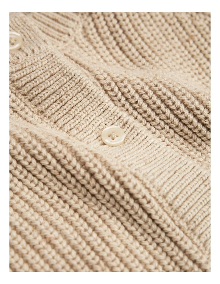 Rib Knit Cardigan in Wafer image 5