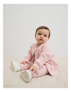 Rib Knit Cardigan in Mineral Pink