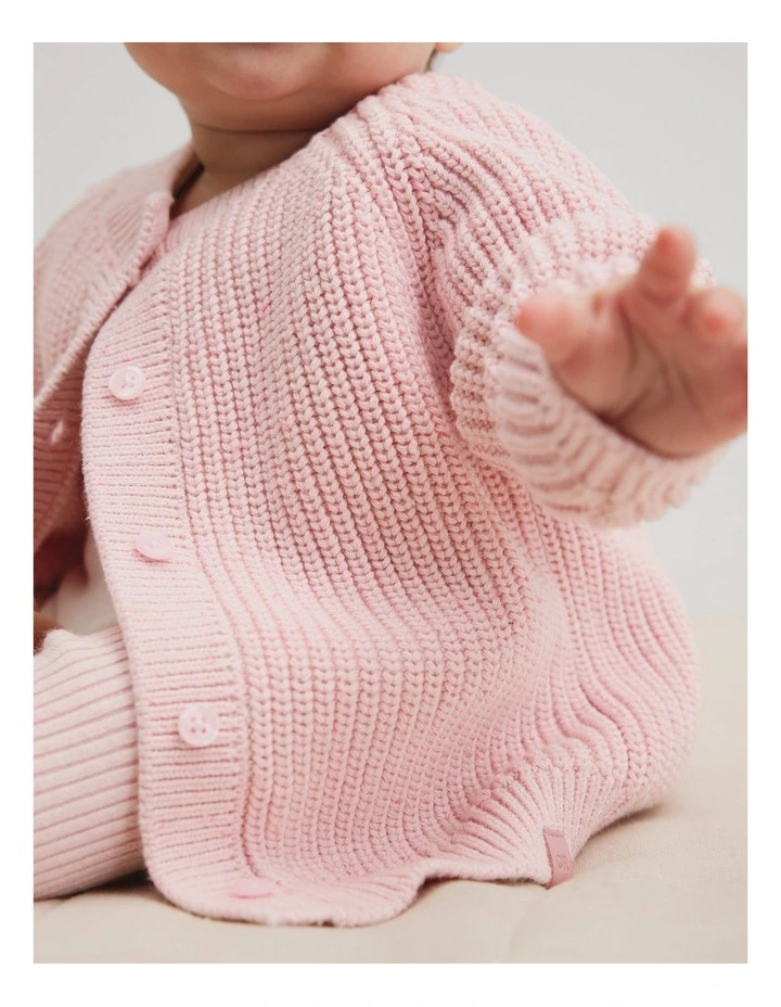 Rib Knit Cardigan in Mineral Pink image 2